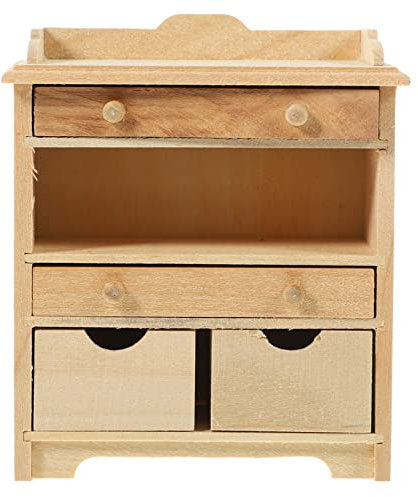 KOMBIUDA Puppenhausdekoration Puppenhaus-schubladenschrank Miniatur-kommodemodell Puppenhaus Schrank Im Maßstab 1/12 Rollenspielszene Im Wohnzimmer Miniaturen Haushalt Holz Mikroszene Baby