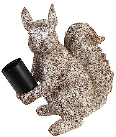 Clayre & Eef Tischlampe Eichhörnchen 24x12x25 cm Silberfarbig Kunststoff