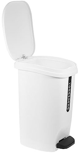 Zerodeko Marche Sur Plastique Poubelle 10L Mince Salle De Bain Poubelle Poubelle Pédale Décorative Poubelle Poubelle Poubelle Blanche