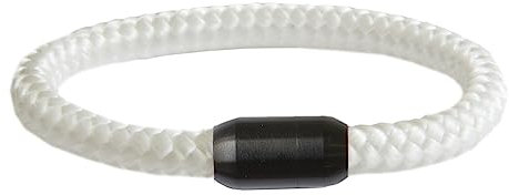 Paris Montana Paracord Armband | Schwarzer Edelstahl Magnetverschluss | geflochten aus Seemannsgarn | Segeltau | Maritim & Wasserfest | 8 mm Ø | Handgemacht | Damen und Herren | (Weiß, 22.00)