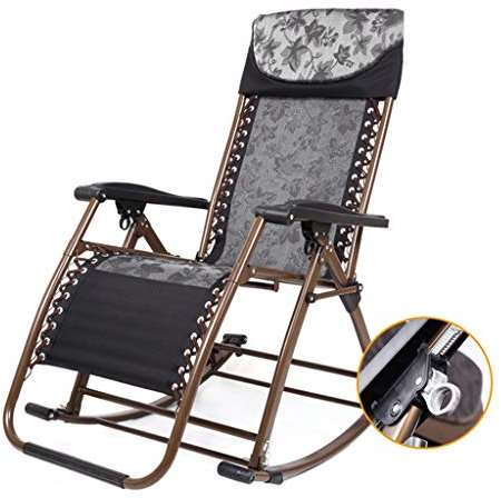 BUJOG Barhocker, zusammenklappbar, Liegestuhl für den Garten, bequemer Relax-Schaukelstuhl mit Getränke- und Telefonhalter, für Strandpool im Freien, maximale Belastung 150 kg