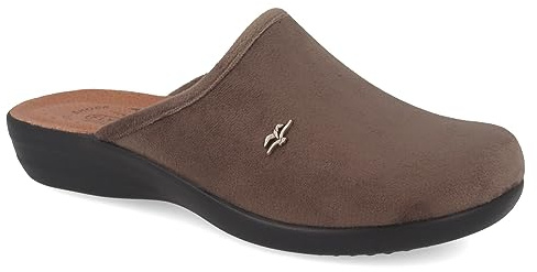 Fly Flot Damen Pantoffel Hausschuh mit samtig weicher Haptik und Lederdecksohle, Größe:38 EU, Farbe:Beige