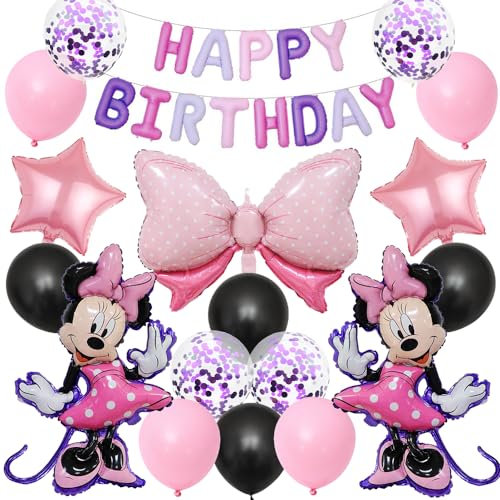 Geburtstag Deko Kinder, Luftballons für Mädchen Geburtstag Dekorationen, Geburtstag Party Deko Ballons, Cartoon Geburtstagsdeko für Mädchen, Kindergeburtstag Party Supplies