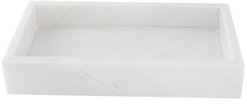 WORHE Bandeja de tocador de mármol natural de Italia para baño, organizador de aceite de especias, bandeja rectangular de 9 pulgadas, bandeja pequeña de jabón de cocina, bandeja decorativa para baño,