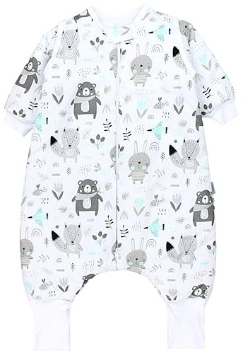 TupTam Baby Schlafsack mit Beinen und Ärmeln OEKO-TEX zertifizierte Materialien, Winterschlafsack 2,5 TOG Unisex, Farbe: Bären/Füchse/Mint, Größe: 104-110