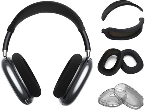 4 Stück Schutzhülle kompatibel mit AirPods Max Cover - Anti-Scratch Cover Zubehör Schutz für AirPods Max Kopfhörer Zubehör Cases(Schwarz)