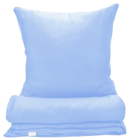 COZY HEAVEN | Luxus Lyocell Bettwäsche (Tencel™) | Gewonnen aus Eukalyptus u.a. | Ultra weich & hochwertig | Hypoallergen | Atmungsaktiv gegen Schweiß | Nachhaltig (Ice Blue, 135x200 + 40x80)