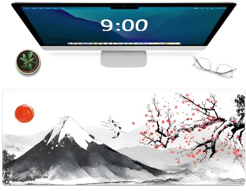 Galdas Gaming Mouse Mat Forest Background Pattern XXL XL Large Mouse Mat Long Extended Mouse Pad Desk Mat Non-Slip Rubber Mice Pads Stitched Edges Thin Pad (Ink and Wash)