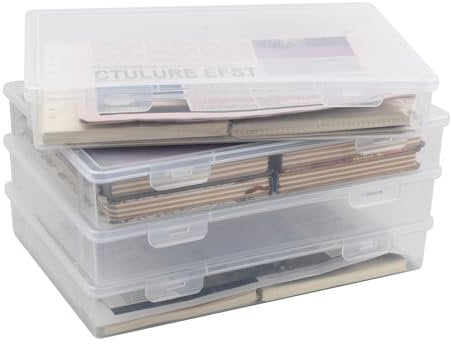 Granvoo 4 Paquetes Caja Archivo A4 Plástico Transparente,Cajas Transparentes Clasificador Documentos,Caja de almacenamiento de polipropileno,para el Almacenamiento de Libros,Papel Y Revistas