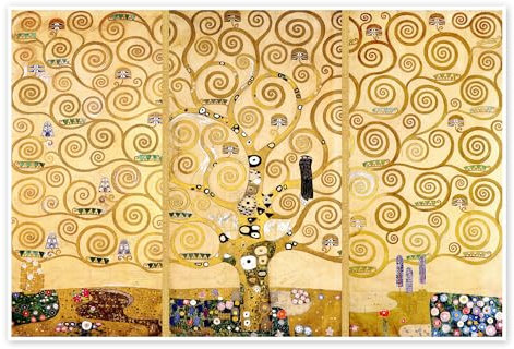 L'Arbre de vie Poster de Gustav Klimt 60 x 40 cm Jaune Tableaux Décoration murale
