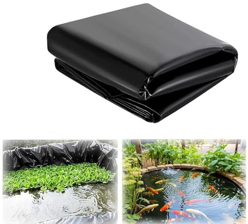 Yidelchon Schwarz HDPE Teichfolie, 2x3m 4x7m 6x6m 9x11m 10x15m 6x12m Teichfolien 0.2mm Gartenfolie Für Fischteich Bachbrunnen Wassergarten Aquakultur, UV Und Witterungsbeständig Teichfolie(Size:7x9m)