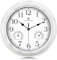 Lafocuse 30cm Orologio da Parete Impermeabile Esterni con Termometro e Igrometro, Retro Orologio Rustico Bianco Silenzioso, Shabby Chic Vintage Decorativo per Esterno, Giardino, Balcone, Bagno, Cucina