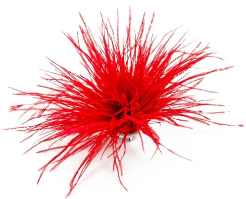 Elegante Feder Brosche,Damen Haarspange,Straußenfeder Ansteckbrosche,Vintage Corsage,Schal Pin,Pullover Hemd Hüte Clips für Damen,Kleidung Zubehör,für Hochzeit Bankett Party,Rot