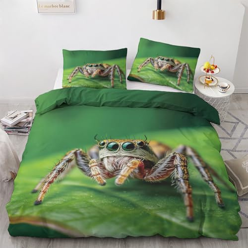 zcwl Spinne Bettwäsche 140x200 Sommer, 3D Tiere Bettbezug Set 2 teilig, Weiche Kuschelige Mikrofaser Bettwäsche-Sets, Wendebettwäsche und 1 Kissenbezug 70x90 mit Reißverschluss