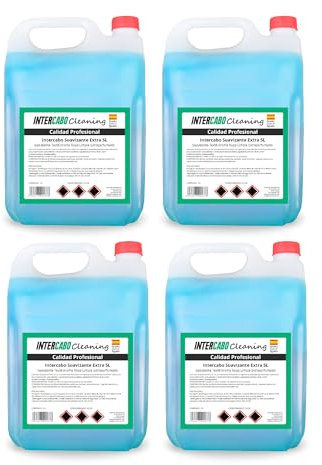 4 Garrafas suavizante ropa 5 litros - total 20L - fórmula concentrada con fragancia duradera - suavidad y frescura para textiles - uso intensivo en hoteles, lavanderías y colectividades - Intercabo