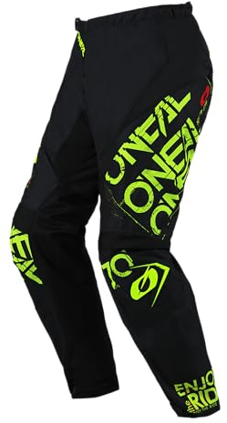 O'NEAL Element Static Mens Pant Pantalon de Moto Tout-Terrain, Noir/Jaune Fluo, 40 Homme