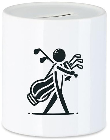 Hey!Print Silhouette eines Golfspielers Golfbag Spardose - Stilvolle Geschenkidee