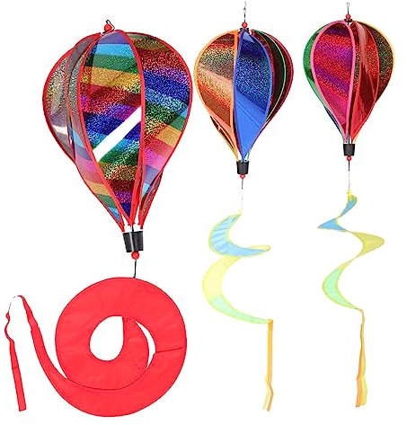 Parliky 3stücke Heißluftballon Windmühle Spinner Hängende Garten Dekoration Aus Windradornamente Für Außenbereich Partydekoration Für Terrasse Und Hinterhof