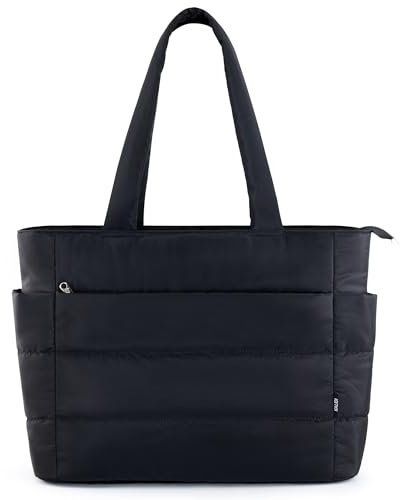 KALIDI Handtasche Damen Shopper gesteppte Tragetasche Messenger Laptop Tasche Tote Bag Puffer Große Schultertasche mit Reißverschluss für Arbeit,Einkauf,Schule