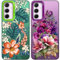Lot de 2 Coques pour Samsung Galaxy A54 5G 6,4, Motif Orange Fleuri Floral esthétique en Silicone TPU Souple Antichoc pour Femme, Vert +Violet