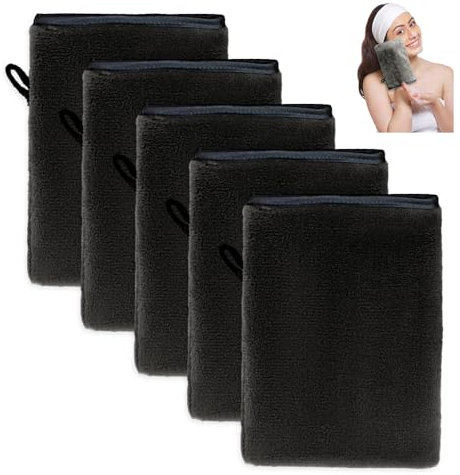 Bieiyhe 5 Pcs Frottee Waschhandschuh 21 X 15 cm,Waschhandschuhe Set Wiederverwendbare,Waschlappen,Waschhandschuhe Microfaser,Make Up Entferner Handschuhe, Weiches Gesichtshandschuh,Abschminkhandschuh