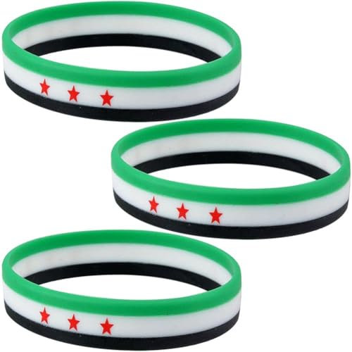 HiyyFloy Silikon-Armband Syrien-Flagge, 3 Stück, Gummi-landesflaggen-armbänder, Sport-Armband, Armreif Für Damen Und Herren, Sport, Outdoor-aktivitäten
