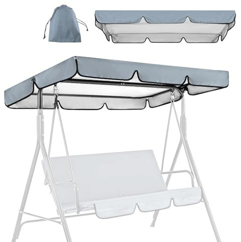 SUNOYA Hollywood Swing with Sun Canopy, 3-Seater, Universal Sun Canopy, Water-Repellent Garden Swing, 195 x 125 cm, Grey