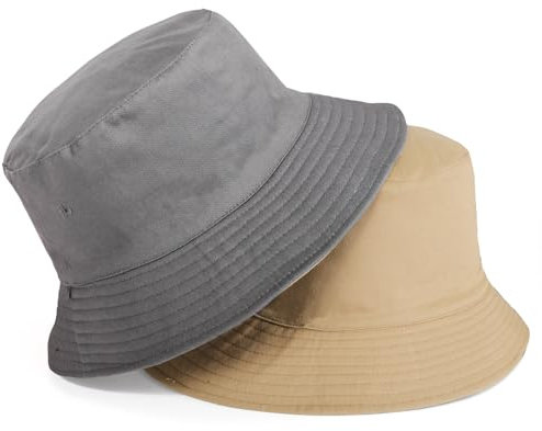 TAGVO Fischerhut Beideseitig Tragen Damen Große Bucket Hat XXL Sonnenhut Outdoor Unisex 100% Baumwolle Faltbar Sommerhut Eimerhut Für Kopf 58-64