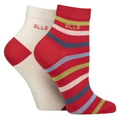 Elle Ladies Bamboo Ankle Socks - Soft Breathable Cooling Material, Mixture of Plains & Patterns, Fun,Colourful Multipack of 2 Size 4-8 (UK, Numeric, 4, 8, Regular, Regular, Coastal Joy Stripe)
