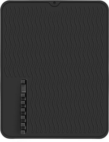 Thinkingwings Abtropfmatte Geschirr, 50x40 cm Abtropfmatte, NEU Abtropfmatte Spüle mit Halterungsstil, Abtropfmatte Silikon für Küche und Spüle(Schwarz)