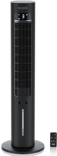 Brandson - Turmventilator mit Wasserkühlung 5 in 1 - Display - Preisträger 2025 - Verdunstungskühler - Luftkühler - Ventilator - mobile Klimaanlage ohne Abluftschlauch - leise - 3L Wassertank