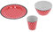 Delaman Juego de vajilla con diseño de lunares rojos, ideal para servir frutas, incluye platos, cuencos y tazas
