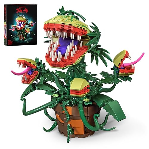 Millionspring Piranha Plant Audrey II 2 Building Blocks Set, Toys Kit Horrors Flower Shop Decoration Valentine Gift for Tv Film Fans Families Friends 12+ On Halloween Birthday Christmas