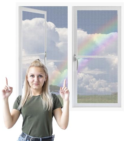 Mosquitera para Ventana Enrollable 252 x 227 cm sin Taladrar Cortina Mosquiteras Magnética Sellado Automaticamente para Balcón y Puerta Ventana, Blanco