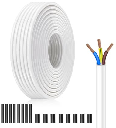 XINWANG H05VV-F 3x1,5mm² Cavo Alimentazione Bianco, 20m