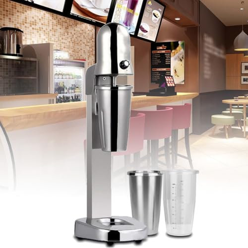 Shaker per latte regolabile a 2 velocità con tazza in acciaio inox e tappetini antiscivolo, frullatore ad alta velocità per frappè e bevande gassate
