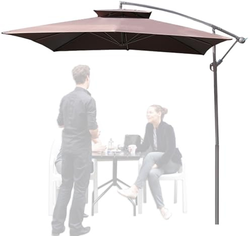 QUSYZD Ombrellone da Esterno, ombrellone a sbalzo da 8 Piedi, ombrellone Antivento, per Giardino, Piscina, Prato, terrazza, Marrone - 2,5 m (8 Piedi),Brown-2.5m(8ft)