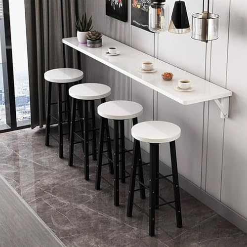 WXPGFEQ Klappbarer Esstisch mit Teak-Finish zur Wandmontage – platzsparender Bartisch für Küche und Esszimmer, ideal für kleine Räume, modernes Design, einfache Installation