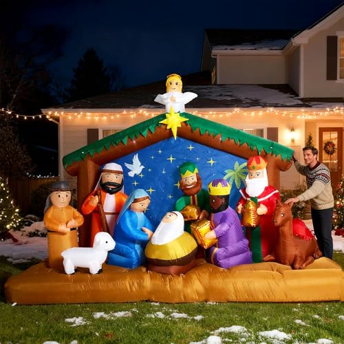 Aufblasbare Weihnachtskrippe für den Außenbereich, 3,5 m, Weihnachtsdekoration, aufblasbar, für Garten, Rasen, Weihnachtsdekoration