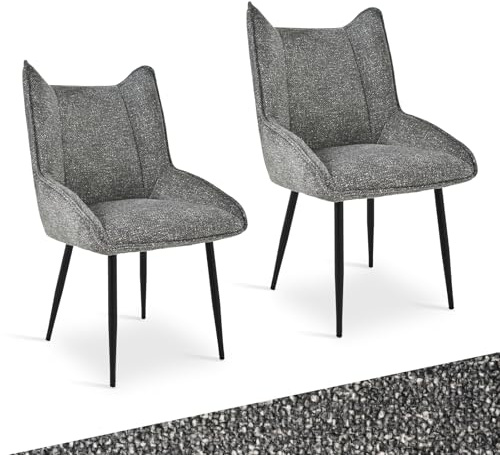 Bon Furni Esszimmerstühle 2er Set, moderner Küchenstuhl Schwarz-Weißer ohne Armlehnen, Stühle Esszimmer aus Samt, verstellbare Füße, für Esszimmer, Wohnzimmer, Küche & Schlafzimmer