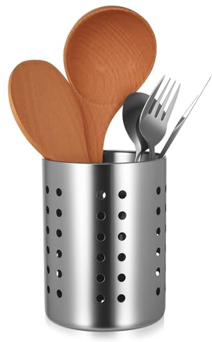 2 Pcs Stainless Steel Sink Cutlery Holder, Kitchen Utensil Drying Caddy | Neatly stores silverware and cutlery. Drain design, practical organiser for home kitchen sink area.