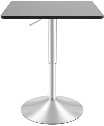 juunyeer Quadratischer Stehtisch, 60 * 60 * 45 cm Schwarz Eckige Edelstahl Bartisch KüChentisch Stabiles Metallgestell Industrie Design Quadratisch Esstisch Hoch Biertisch, Höhenverstellbar 70-90cm
