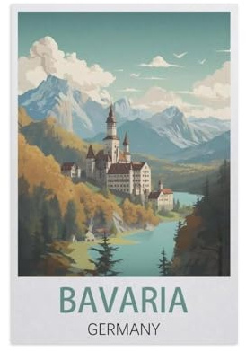 Puzzle für Erwachsene 1000 Teile，Bayern, Deutschland，für Erwachsene und Kinder, Holz Puzzle, Kunstwerk, geistiges Lernspielzeug, Geschenke（75x50cm）-AN38