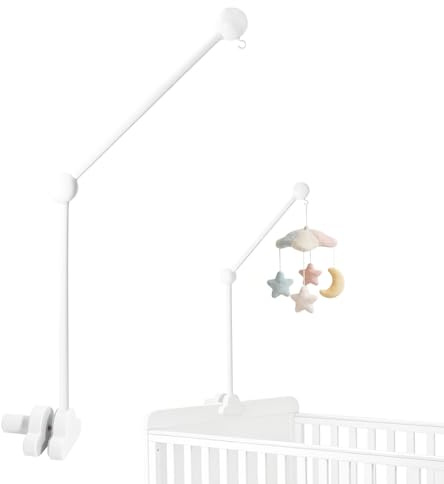 Mobile Halterung Holz für Babybett - 360°Drehbar Mobile Halterung Wickeltisch Sicher & Stabil für Babybett & Wickeltisch - Für Spieluhren, Windspiele, Bettglocke, Babyzimmer-Deko