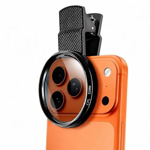 52mm Clip-on CPL Phone Camera Lens Filter Kit, Polarizer Polarizing Filter for iPhone 17 16 15 14 13 12 11