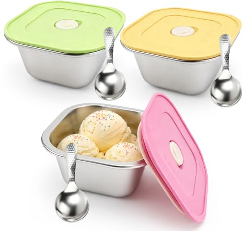 Raxfekro Eisbehälter Für Speiseeis Snackbox Edelstahl für Picknicks, Schule, Arbeit und Reisen.