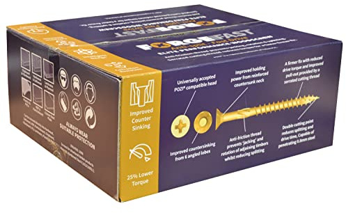 ForgeFast Elite Wood Screws Starter Pack - Pozi Fast-Start Zinc 1800pc | Elite Performance Pozi Woodscrews Anti-Split Self-Drilling Fastener Assortment in Heavy-Duty Organiser Box