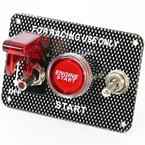Start Stop Schalter Panel Carbon Racing Knock Out LED beleuchtet rot 12V Relais