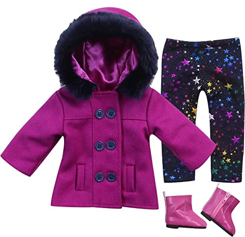Sophia's 3 Piece Peacoat, Leggings and Boots Set for 18'' Dolls, Magenta