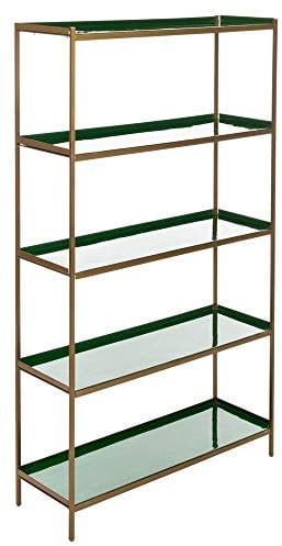 Safavieh Home Justine Contemporary Green and Brass 5-tier Etagere Bookshelf